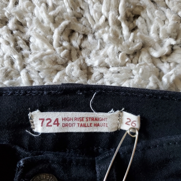 LEVI'S |  724 High Rise Straight Black Denim Jeans 30" inseam (Size 26) - Picture 5 of 7
